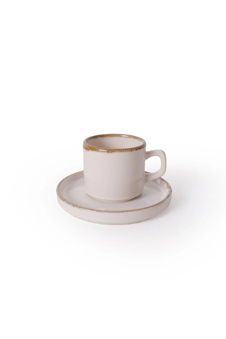 Hermia Juego de Tazas de Té de 12 Piezas Crema y Canela